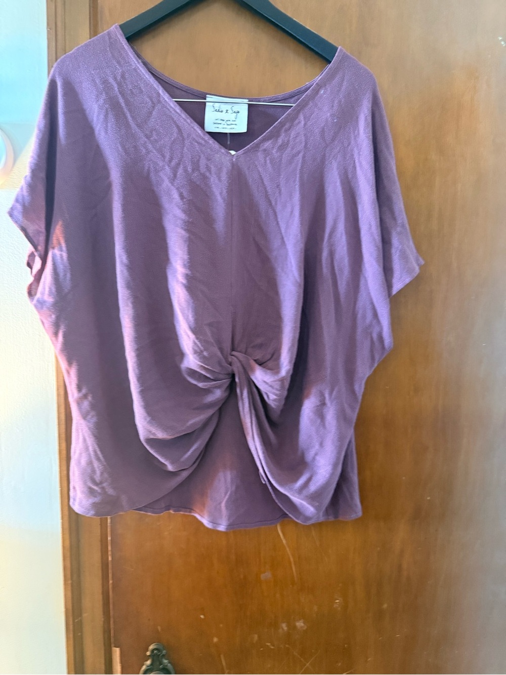 Sadie & Sage Dusty Mauve Twist-Front V-Neck Tunic